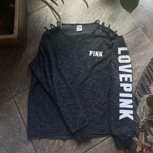 pink gray sweater